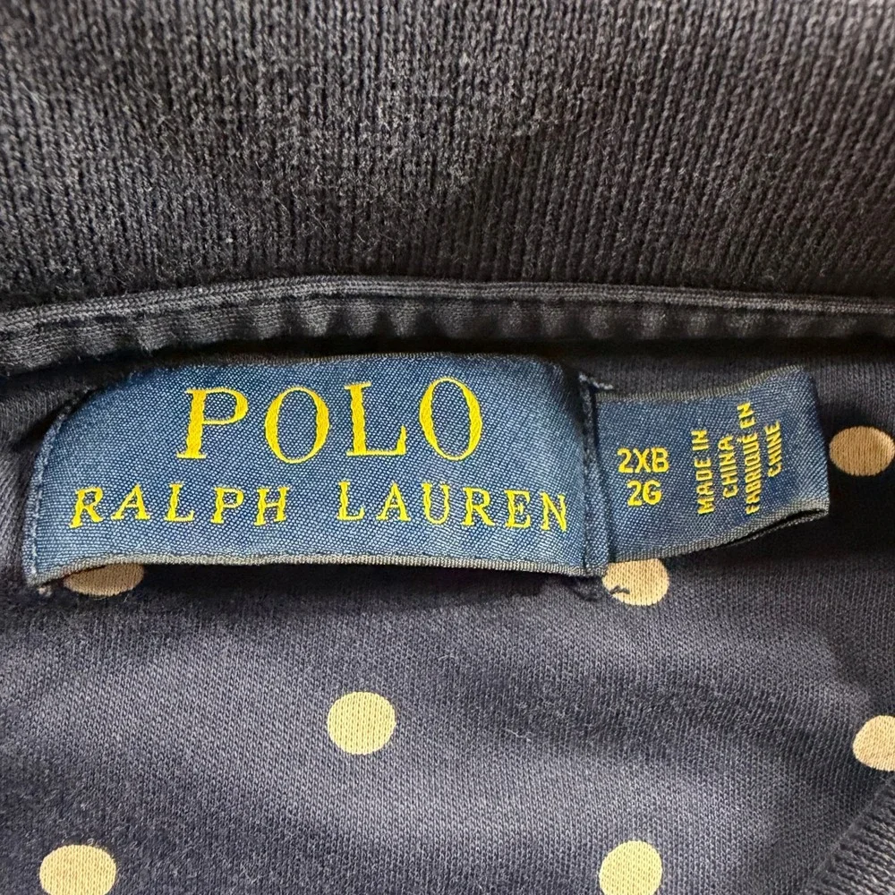 Polo Ralph Lauren Mens Navy Blue Polka Dot Short Sleeve Polo Shirt Size 2XB